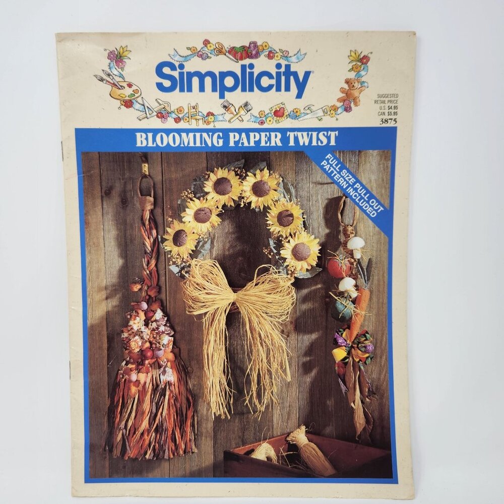 Simplicity Blooming Paper Twist Craft Booklet #8375 Wreath & Home Decor Patterns